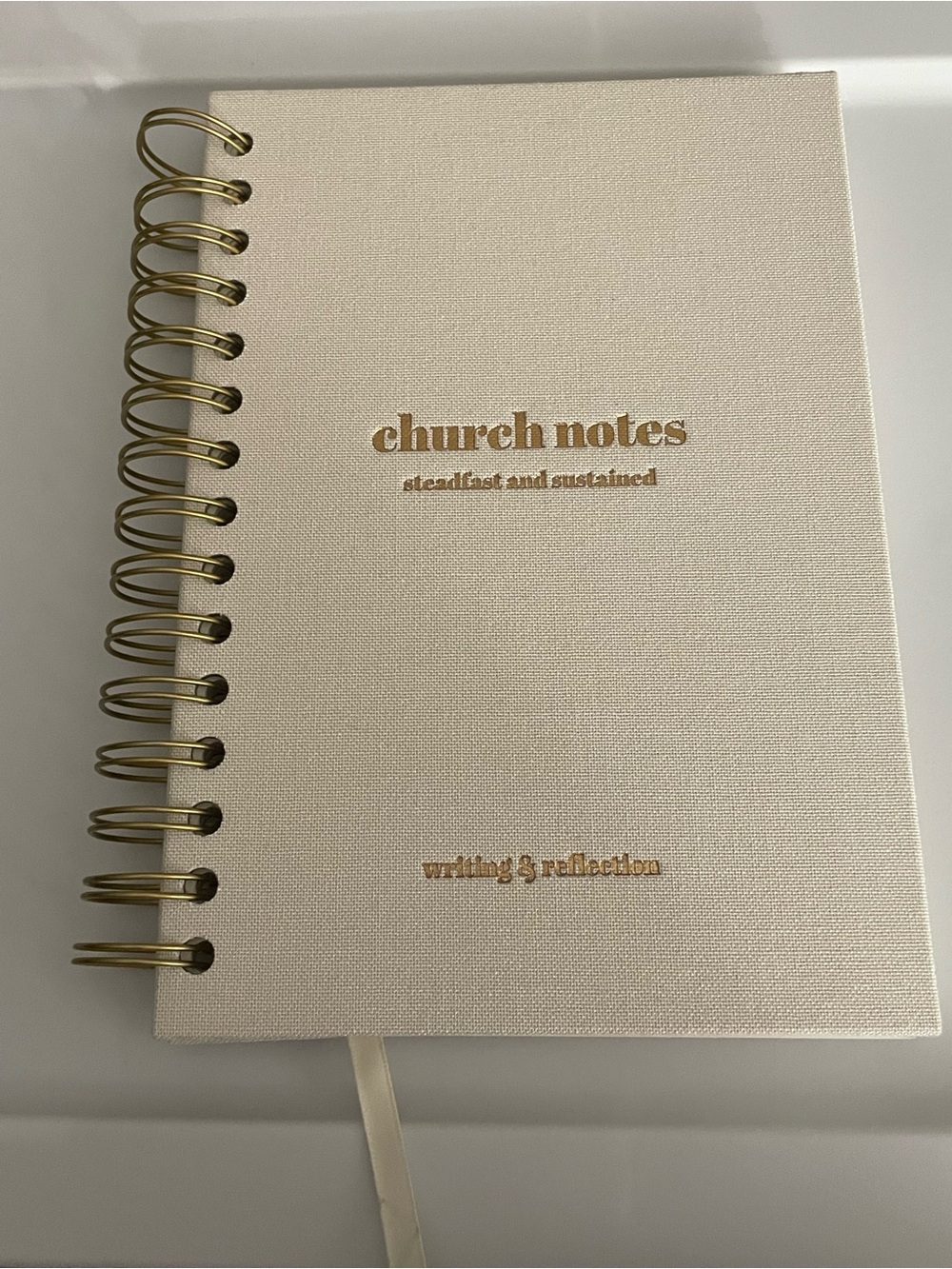 Church Notes Spiral Journal in Cream with Gold Foil